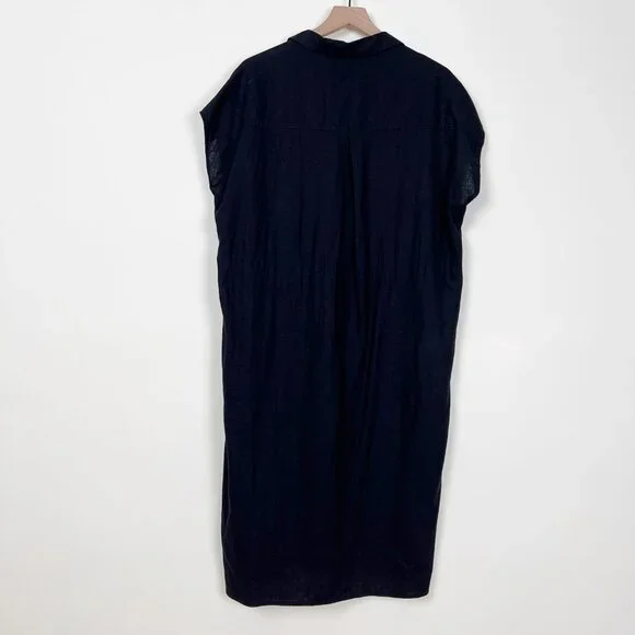 Frank And Oak Midi Linen Commuter Dress Button Down Oversized Shirt Relaxed Fit - Picture 11 of 15